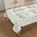Rectangle Table Cloth - Table Cover - Cotton Mitered Stitched - Checks Table Covers for Kitchen Dining, Wedding, Decorations, & Parties - 60x104 in - Mint Window