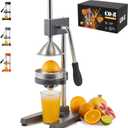 CO-Z Manual Citrus Juicer, Heavy-Duty Manual Juicer with Conical & Flat Pressure Plates, Professional Lemon Squeezer for Orange Pom Lime Lemon Juice, Dishwasher Safe Orange Juice Press, Gray
