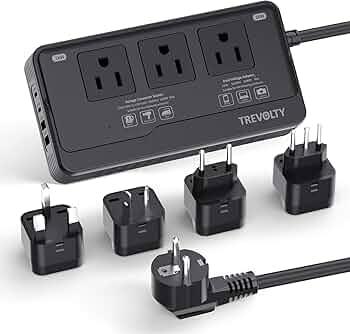 2000W Voltage Converter US to Europe for Hair Dryers, 7-in-1 220V to 110V Converter for European Travel with 3 AC/2 USBA/2 USBC Ports, Universal Power Converter Adapter Combo with EU/UK/IT/AU (Black)