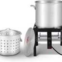 Feasto 100 QT Seafood Boil Pot with Basket and Burner, Aluminum Seafood Boil Pot and Burner Kit with 100,000 BTUs Output and 10 PSI Regulator for Cooking Crawfish, Shrimp, Crab, CSA Certified