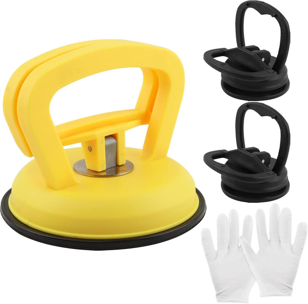3 Pack Car Dent Puller, ABS Removal Suction Cup Dent Puller with Gloves, Powerful Suction Car Repair Remover Tool for Cars, Glass & Furniture