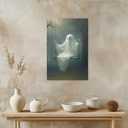 Vintage Halloween Wall Art Ghost On The Swing Poster Canvas print dark academia Room Decor Face Spooky Gothic for Halloween Party House Decor 8x12inch Framed (style-3)