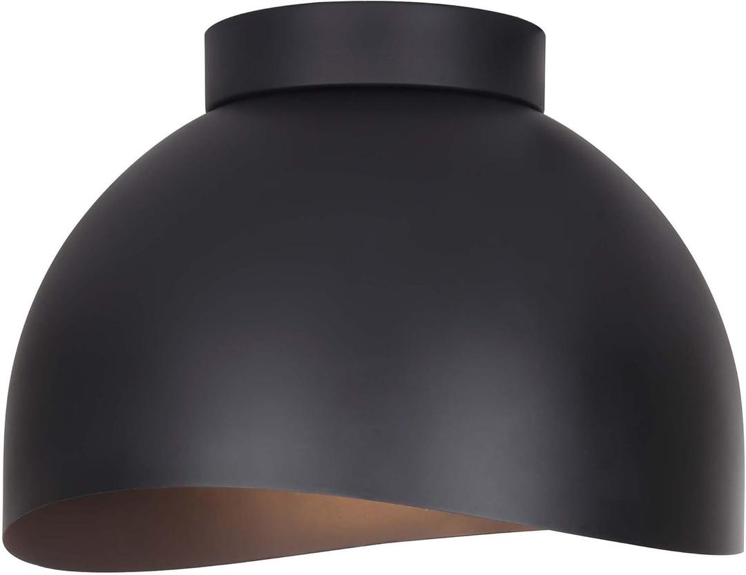 Canarm Henlee 2-Light Flush Mount Ceiling Light, 11-Inch Matte Black Finish, Uses 60W Type A Bulbs, Easy Installation, Modern Lighting for Bedroom, Hallway or Entryway
