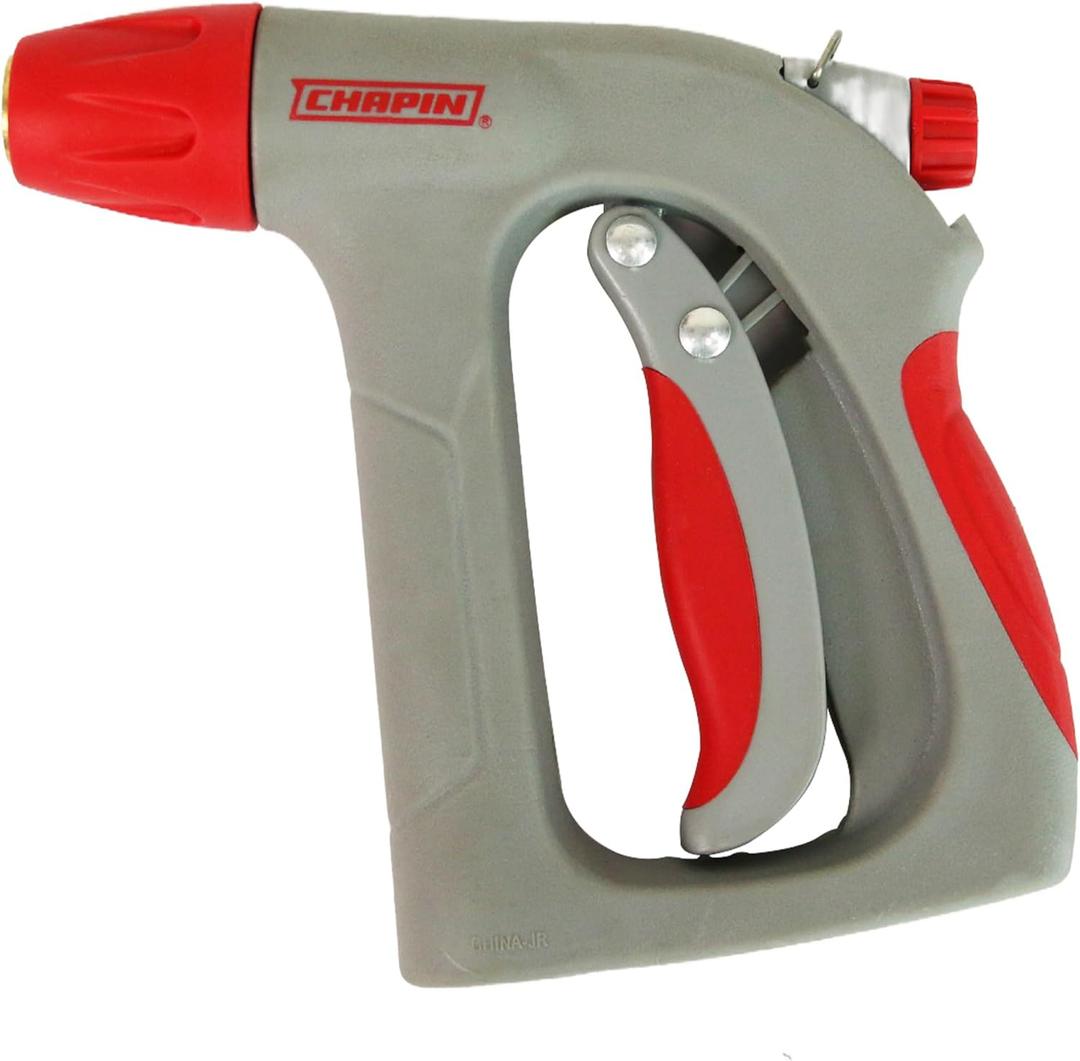 Chapin 4695: Industrial High Temp, High Pressure Front Grip Spray Nozzle with Threaded Connection, Rated Up to 160F and 125 PSI, Red/Black