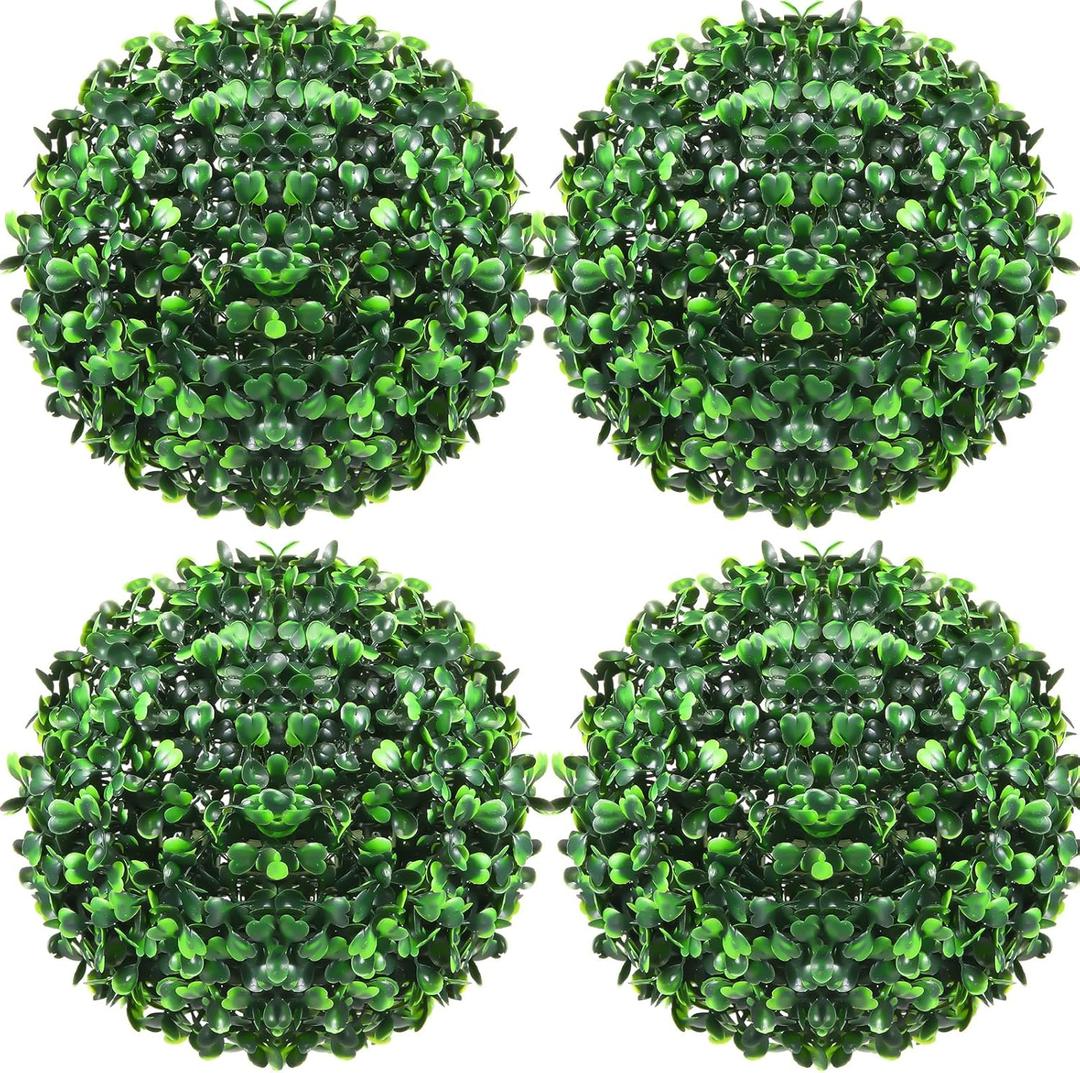 Hotop 4 Pcs 7 Inch Artificial Plant Topiary Ball 4 Layers Garden Spheres Boxwood Balls Artificial Topiaries Spheres Decorative Plants for Backyard, Balcony, Garden, Indoor Outdoor Decor(Green)