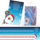 Jetec 48pcs/16 Packs Christmas Santa's Key Ornament No Chimney House Set 16 Metal Vintage Christmas Key Ornaments 16 Santa Claus Cards 16 Gift Bags for Xmas Tree Decor Gift Favors
