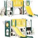 8 in 1 Toddler Slide Set, Kids Slide for Toddlers, Toddler Climber Slide PlaySet with Basketball Hoop,Outdoor Indoor Playground for Toddlers Upgraded