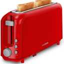 SEEDEEM 2 Slice Slim Toaster, Single 10" Long Slot Toaster Fits Bagels & Artisan Bread, 6 Shade Settings, Cancel/Reheat/Defrost, Removable Crumb Tray, Auto Shut-Off, Red