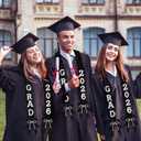 DIY Class of 2026 Graduation Leis with 30 Pearl Patches Letters and Numbers Graduation Money Leis Double Braided Ribbon Necklace for High School College 2026 Grad Party Decor(Black)