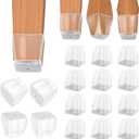 BALEINE Silicone Chair Leg Floor Protectors, Stool Leg Protectors Cap, Chair Leg Caps for Hardwood Floors (Clear-16pcs, Square L)