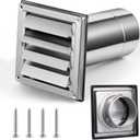Shimeyao 4" Wall Vent Cover Stainless Steel Outside Dryer Vent Covers for House Exhaust Duct Kit with Removable Extension Pipe 8 Inch and 4 Screw for House Outdoor Extended Air Pipe, Silver