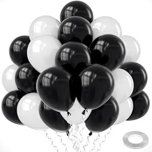 Black and White Balloons, 100Pcs 12Inch Black and White Balloons Party Decorations Thickened Latex Balloons for Birthday Graduation New Years Wedding Engagement Anniversary Prom Party Decorations