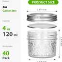 4 oz Glass Mason Jars, 40 Pack Regular Mouth Mini Canning Jars for Caviar, Honey, Jam, Jelly, Body Butters, Spice, DIY Candle (Silver Lid and Bands)
