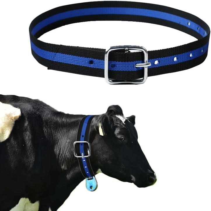 Nylon Cow Collar, 54 Inch, Thickened Neck Strap with Metal Buckle, Blue