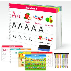 HELLETWORKING Handwriting Practice Book for Kid Age 3 4 5 Years Old, 40 Pages Preschool Kindergarten Learning Activities Number Letter Tracing Workbook, Toddler Dry Erase Reading & Writing Material