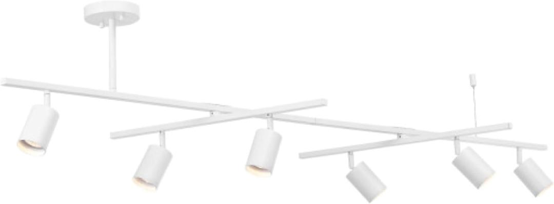 Globe Electric West 64" 6-Light Track Lighting, Matte White, Center Swivel Bars, Bulb Not Included