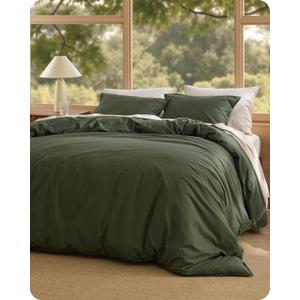 Bedsure Cotton Duvet Cover Oversized King - Luxury Slub Weave 100% Cotton Duvet Cover with a Linen Like Textured, Easy Change Durable Bedding, Olive Green, 120" x 98"