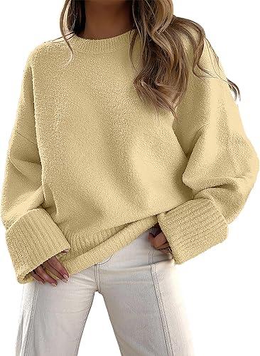 Women's Oversized Sweaters 2025 Long Sleeve Fuzzy Knit Casual Chunky Pullover Sweater Fall Outfits Clothes, Size L