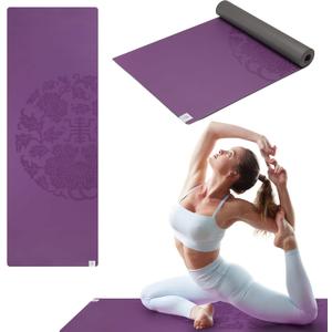 Gaiam Dry-Grip Yoga Mat - 5mm Thick Non-Slip Exercise & Fitness Mat for Standard or Hot Yoga, Pilates and Floor Workouts - Cushioned Support, Non-Slip Coat - 68 x 24 Inches