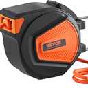 VEVOR Retractable Air Hose Reel, 3/8IN x 50FT Hybrid Air Hose Max 300PSI, Air Compressor Hose Reel with 5 ft Lead in, Ceiling/Wall Mount Enclosed Air Reel, 180 Swivel Mount