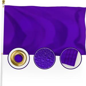 XIFAN Premium Nylon Solid Purple Flag 3x5 Outdoor, Double Sided Heavy Duty 210D Nylon Plain Purple Flags, the Strongest Longest Lasting Blank Color Flag with Sewn Stripes/4 Stitch Hemming/Brass
