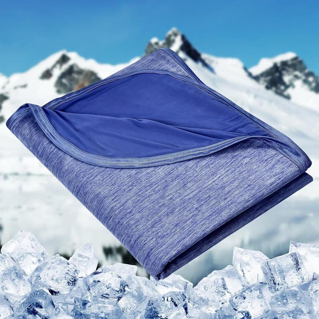 HOMFINE Cooling Blankets for Hot Sleepers - Oversized Summer Blanket Thin Lightweight Breathable Soft Double Side Enhanced Cooling for Bed Couch, Keep Cool for Night Sweats (Dark Blue, 120x120 inches)