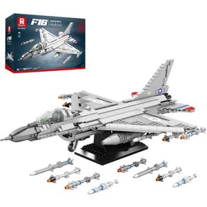 Reobrix F-16 Fighter Jet Building Sets,Military Fighter Display Model,Air Force Building Block Set 33027,Fighting Falcon Airplane Army Construction Set,Toys Gifts for Military Fans and Kid 14+,1377PCS
