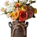 Vintage Rustic Antique Decorative Flower Vase,Shabby Chic Classy Designed Metal Vase,Primitive Distressed Iron Vase Bucket for Home Decor,Birthday Gift,Wedding,Party(4.4" L x 3.5" W x 5.9" H)