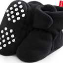 Baby Fleece Booties Newborn Unisex Booties Non-Slip Newborn Infant First Walkers Warm Shoes House Slippers for Baby Boys & Baby Girls Toddlers (0-3 Months Infant, Black)