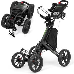 EASEGO Golf Push Cart 4 Wheel : Golf Walking Carts with Phone Holder/Cup Holder/Umbrella Holder/Foot Brake/Cooler Basket 4 Wheel Superlite Golf Pull Cart All-Terrain Golf Caddy Carts, 30.31 Inch