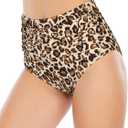 American Trends High Waisted Bikini Bottoms Ruched Tummy Control Swim Bottom Bathing Suits for Women (Beige)