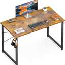 ODK 40 Inches Computer Desk for Home Office, Office Table for Small Spaces, Writing Desk with Headphone Hooks, Rustic Brown (Vintage)
