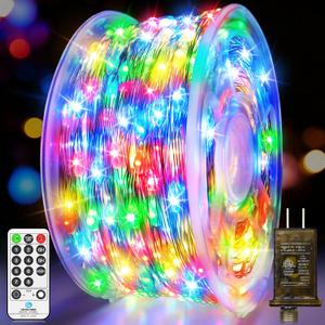 403 FT 1200 LED Christmas Fairy Lights Plug in Xmas Lights Outdoor Decorations Waterproof String Lights with Timer 8 Modes Memory Twinkle Lights for Holiday Wedding Party Garden-Multicolored