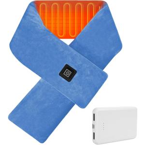 Rechargeable Cordless Neck Heating Pad; 5000mAh Power Bank Neck Warmer for Pain Relief; Fast Heating Electric Heat Wrap with 3 Temp Settings; Portable Thermal Pad for Men & Women (Sky Blue)
