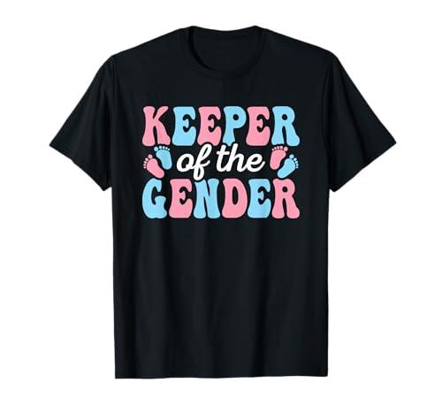 Keeper of The Gender Cute Gender Reveal Party Men Women T-Shirt (XL, Black)