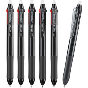 Aozora Erasable Pens Multicolor Click Fine Point 0.5mm 3color Pen in One Retractable Multi Color Erasable Gel Pens for Completing Sudoku and Crossword Puzzles 6 Pack