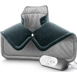TATFU Neck Heating Pad Gifts for Dad, Men, XL Weighted Shoulder Heat Pad, Back Pain Relief Heat Pads, Gifts for Mom, Women and Christmas, Birthday, Mother's Day, Fathers Day Warm Gifts, 23'' x 17'' (Gray)