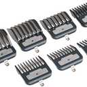 Andis Master Series Premium Hair Clipper Attachment Comb Set, Clipper Guards Cutting Guides with Metal Clip, Black, 7 Count