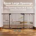 Cumbor 36.6-64" Extra Wide Baby Gate for Stairs, Dog Gates for Doorways, Auto-Close Pet Gate Indoor, Pressure Mounted Walk Through Safety Child Gate for Kids Toddler, Tall Pet Puppy Fence Gate, Brown