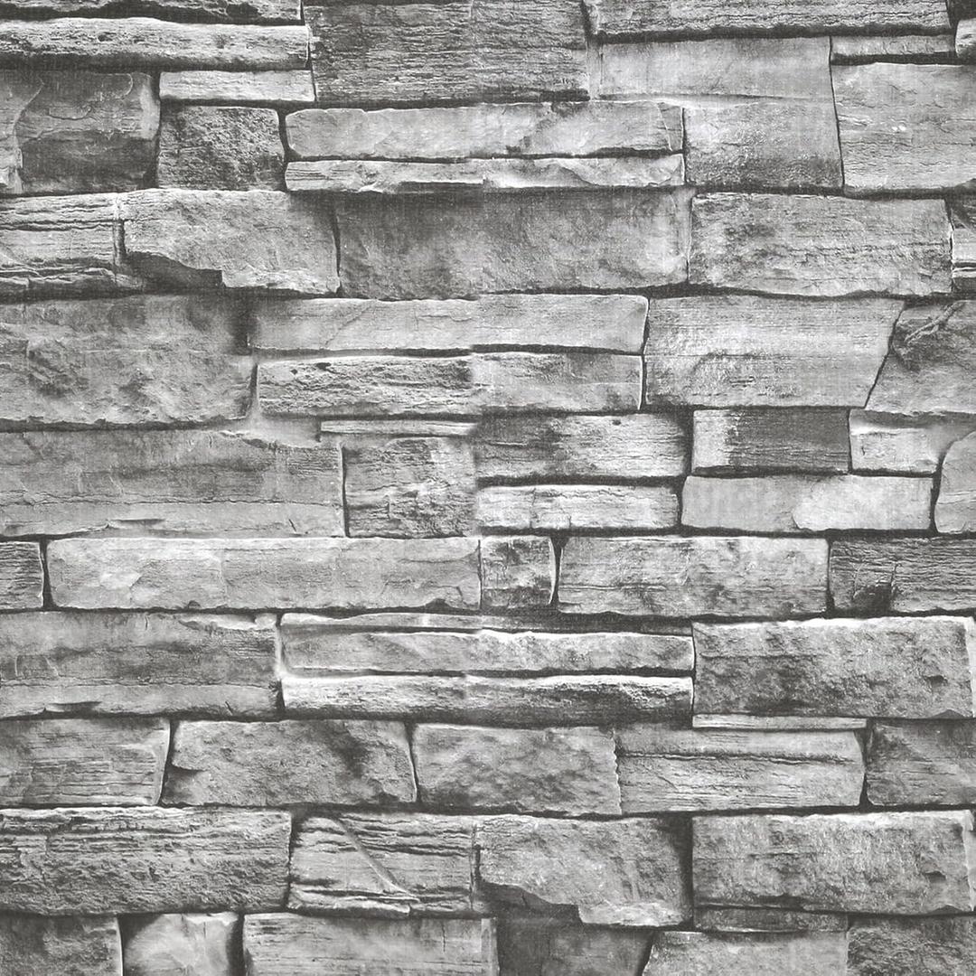 Yancorp 32.8ft Peel and Stick White Grey Wallpaper Stone Brick Wallpaper Self-Adhesive Backsplash Decorative Wallpaper Wall Covering (18" x 394", Light Gray)