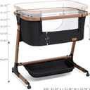 ANGELBLISS Electric Baby Bassinet Bedside Sleeper with Auto Rocking, Remote/Touch Control, 3 Timer Modes, 12 Sounds, 6 Heights, Storage & Wheels (Black) | Breathable Mesh
