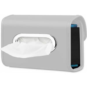 Lucrum Car Tissue Holder - Extra Large Tissue Holder for Car Seat Back - PU Leather Dispenser Fits for Regular Size Napkins Box - Pearl Grey