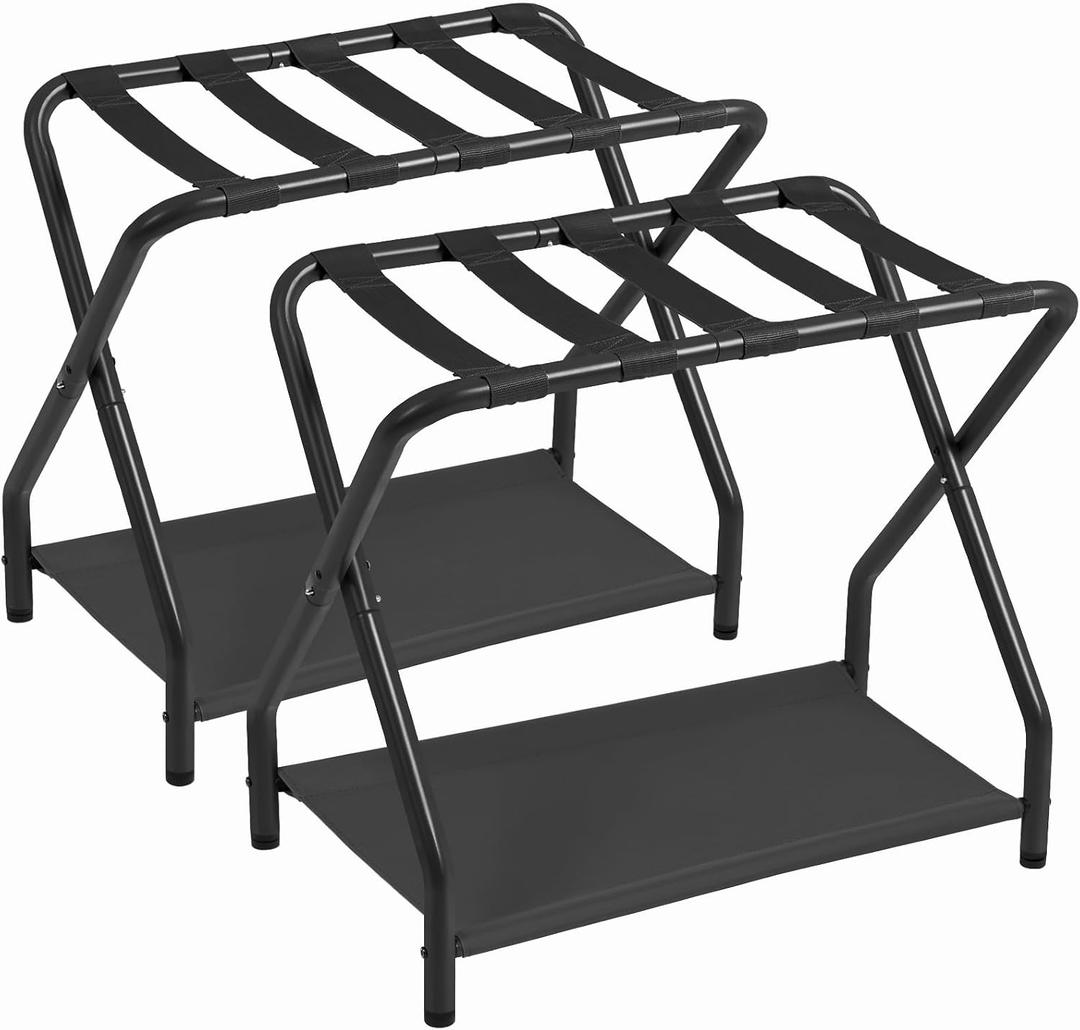  Luggage Rack, Set of 2, Foldable Suitcase Stands for Guest Room