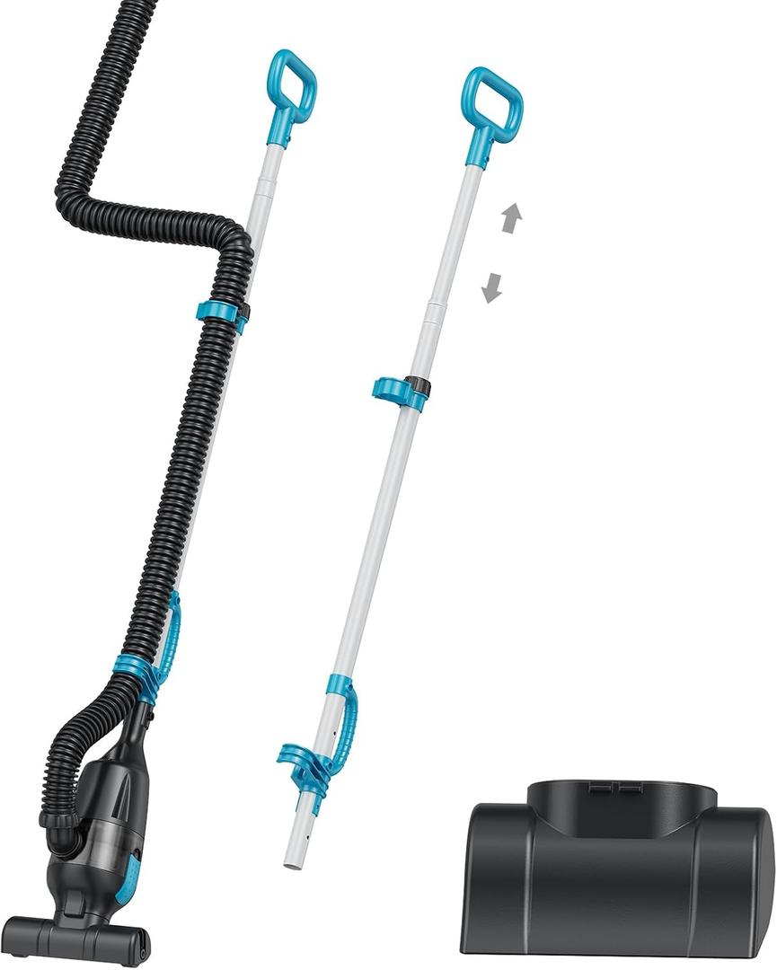 Brushless Pond Vacuum, Handheld Sludge Cleaner with Two Nozzles | Portable tank-free cleaner with ceramic shaft, low-vibration motor, ergonomic handle, and narrow and wide suction nozzles