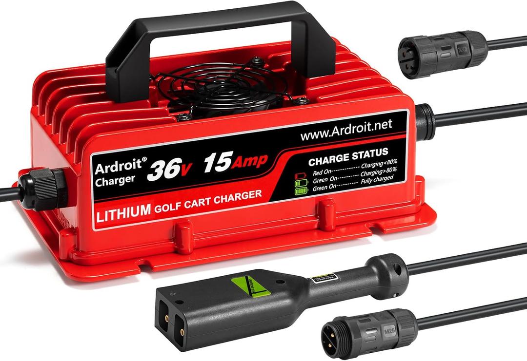 36V Lithium Battery Charger, 43.8V 15A Fast Charging for Golf Cart, IP67 Waterproof, 36 Volt 15 Amp Lithium Charger, Fully Automatic Smart Charging