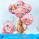 PartyWoo Baby Shark Family Foil Balloons 37pcs Baby Shark Family Pink Round Star Mylar Happy Birthday Letter Balloons for Boys and Girls Under the Sea Kids Birthday Party Decorations