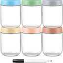 DRKIO 16 Oz Overnight Oats Containers with Lids - 6 Pack Glass Storage Jars with Airtight Lids Wide Mouth Mason Food Jars Great for Meal Prep Salad Chia Pudding Snacks Yogurt Sugar Spice Cereal