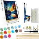 JOOZ Starry Sky Paint by Numbers Kit for Adults with Frame, Adult Paint by Number Kits with Easel, DIY Starry Night Landscape Oil Painting Kit for Home Wall Decor 8x12 Inch