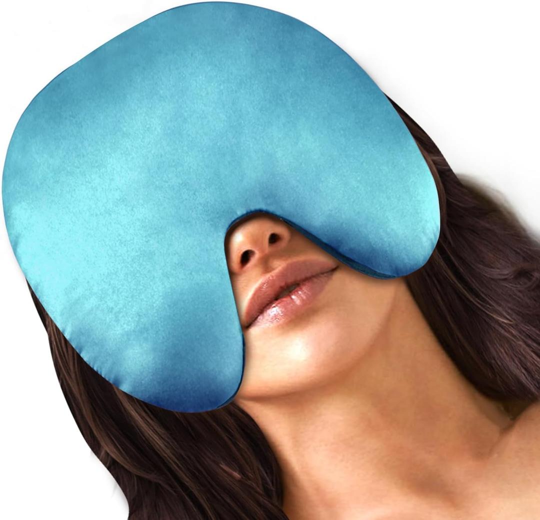 Microwave Heating Pad, Face Eye Mask Microwavable for Dry Eyes, Migraines, Headache, Sinus Pressure Relief and Relaxation, Warm Compress Eye Pillow Heat Pad, Blue