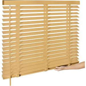 2" Cordless Real Wood Blinds for Indoor Windows, Natural, 24" W x 48" H | Horizontal Venetian Blinds with Tilt Wand, Light Filtering, Privacy Control, Easy Installation for Bedroom, Living Room